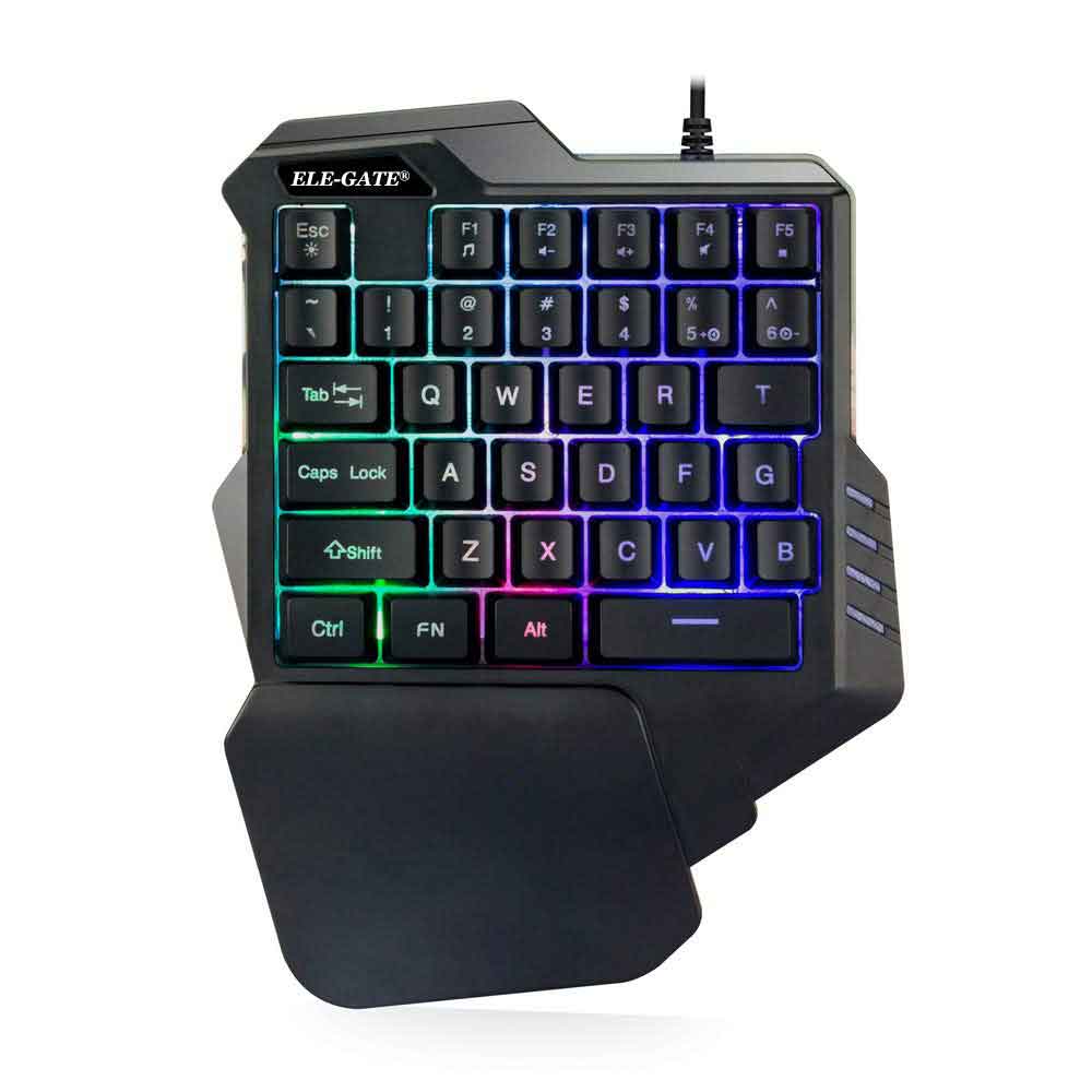 Teclado y ratón para juegos con retroiluminación RGB para una mano